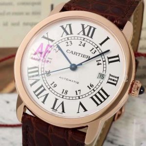 Cartier Ronde Solo de Cartier 42mm Automatic White Dial in Rose Gold Red Alligator Leather Strap