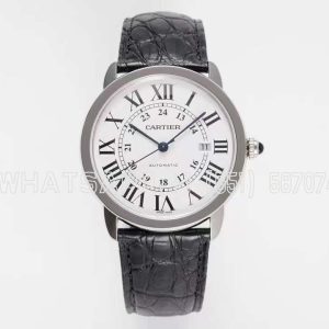 Cartier Ronde Solo de Cartier 42mm Automatic White Dial in Steel Black Alligator Leather Strap
