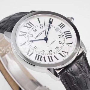 Cartier Ronde Solo de Cartier 42mm Automatic White Dial in Steel Black Alligator Leather Strap