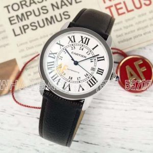 Cartier Ronde Solo de Cartier 42mm Automatic White Dial in Steel Black leather strap