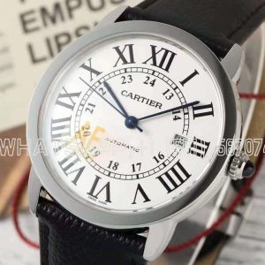 Cartier Ronde Solo de Cartier 42mm Automatic White Dial in Steel Black leather strap