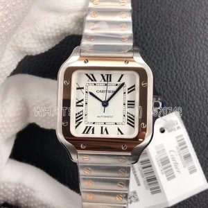 Cartier Santos de Cartier 35mm White Dial in Steel/Rose Gold