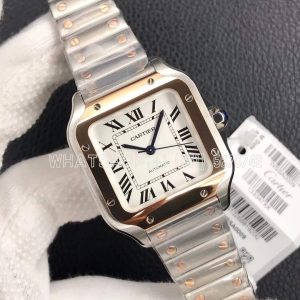 Cartier Santos de Cartier 35mm White Dial in Steel/Rose Gold