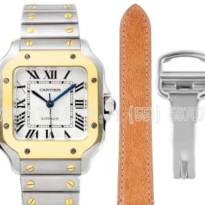 Cartier Santos de Cartier 35mm White Dial in Steel/Yellow Gold