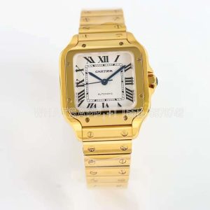 Cartier Santos de Cartier 35mm White Dial in Yellow Gold