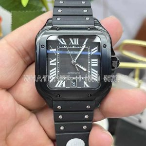 Cartier Santos de Cartier 40mm Black Dial in PVD on Black Rubber Strap