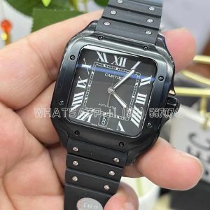 Cartier Santos de Cartier 40mm Black Dial in PVD on Black Rubber Strap