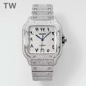 Cartier Santos de Cartier 40mm Diamond Paved Dial with Arabic Markers in Steel