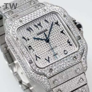 Cartier Santos de Cartier 40mm Diamond Paved Dial with Arabic Markers in Steel