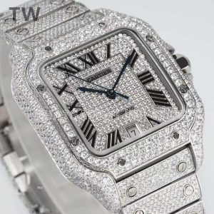 Cartier Santos de Cartier 40mm Diamond Paved Dial with Roman Markers in Steel