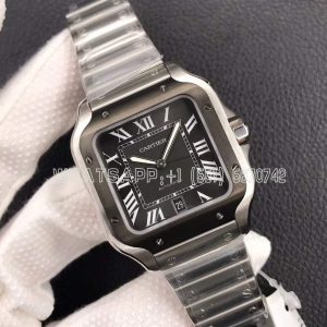 Cartier Santos de Cartier 40mm Grey Dial in Steel/PVD in Black Rubber Strap