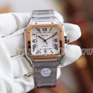 Cartier Santos de Cartier 40mm White Dial in Steel/Rose Gold