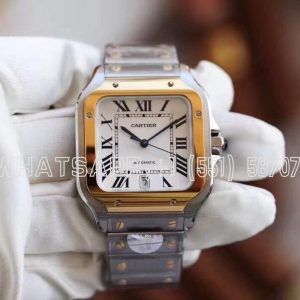 Cartier Santos de Cartier 40mm White Dial in Steel/Yellow Gold