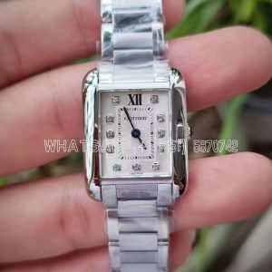 Cartier Tank Francaise Watch with Diamond Marker Steel