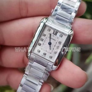 Cartier Tank Francaise Watch with Diamond Marker Steel