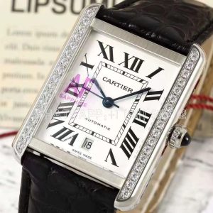 Cartier Tank Louis Cartier 41mm Diamond on Black alligator leather Strap
