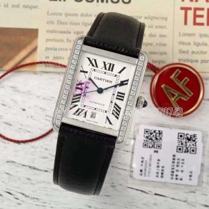 Cartier Tank Louis Cartier 41mm Diamond on Black leather strap