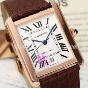 Cartier Tank Louis Cartier 41mm in Rose Gold on Red alligator leather Strap