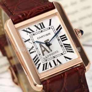 Cartier Tank Must 29.5mm Small White Dial in Rose Gold Red alligator leather Strap