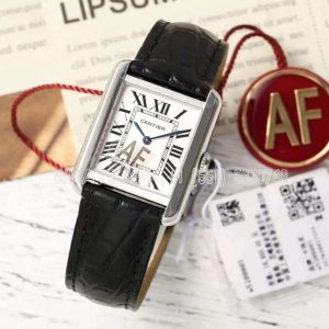 Cartier Tank Must 29.5mm Small White Dial in Steel Black alligator leather Strap