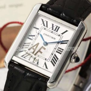 Cartier Tank Must 29.5mm Small White Dial in Steel Black alligator leather Strap