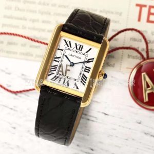 Cartier Tank Must 29.5mm Small White Dial in Yellow Gold Black alligator leather Strap