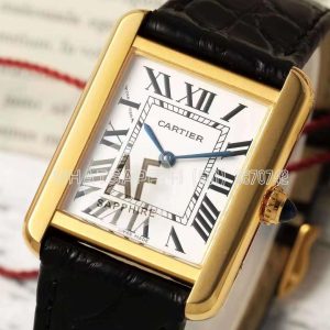 Cartier Tank Must 29.5mm Small White Dial in Yellow Gold Black alligator leather Strap