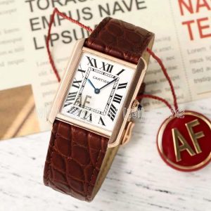Cartier Tank Must Large 33.7mm Rose Gold on Red Alligator leather Strap White Dial