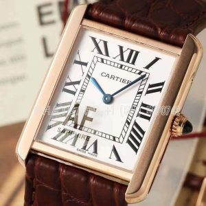 Cartier Tank Must Large 33.7mm Rose Gold on Red Alligator leather Strap White Dial