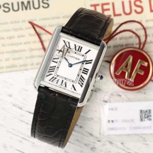 Cartier Tank Must Large SS 33.7mm White Dial on Black alligator leather Strap Swiss Quartz