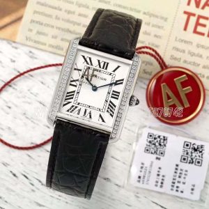 Cartier Tank Must Solarbeat™ Large White Dial with Diamond Bezel in Steel