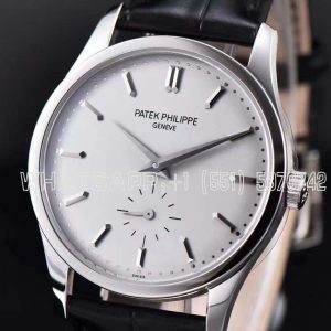 Patek Philippe Calatrava 37mm 5196G-001 Silver Dial in 18K White Gold Black Alligator Strap