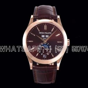Patek Philippe Complication Annual Calendar Moonphase 38mm Rose Gold Brown Dial Brown Leather Strap