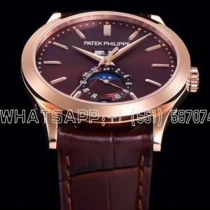 Patek Philippe Complication Annual Calendar Moonphase 38mm Rose Gold Brown Dial Brown Leather Strap