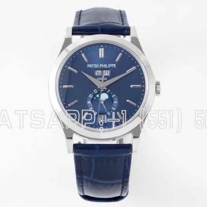 Patek Philippe Complication Annual Calendar Moonphase 38mm Steel Blue Dial Blue Leather Strap