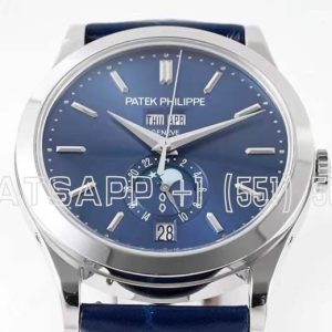 Patek Philippe Complication Annual Calendar Moonphase 38mm Steel Blue Dial Blue Leather Strap