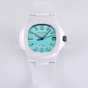 Patek Philippe AET Nautilus 5711 Roselend Blue Dial White Ceramic