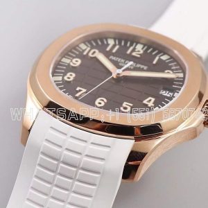 Patek Philippe Aquanaut 5167/1R Brown Dial in Rose Gold on White Rubber Strap ZF