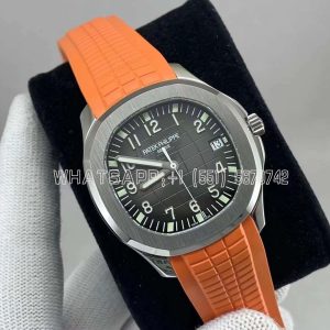 Patek Philippe Aquanaut 5167A Stainless Steel Black Dial on Orange Rubber Strap 3KF