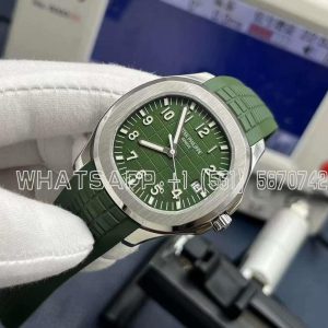 Patek Philippe Aquanaut 5168G Stainless Steel Green Dial on Green Rubber Strap 3KF