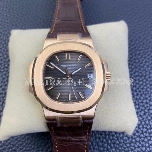 Patek Philippe Nautilus 5711/1R RG Brown Textured Dial on Brown Leather Strap A324 - 3KF