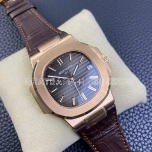 Patek Philippe Nautilus 5711/1R RG Brown Textured Dial on Brown Leather Strap A324 - 3KF