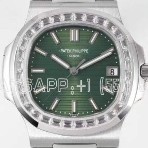 Patek Philippe Nautilus 5711 Diamonds Bezel Green Dial on SS Bracelet A324