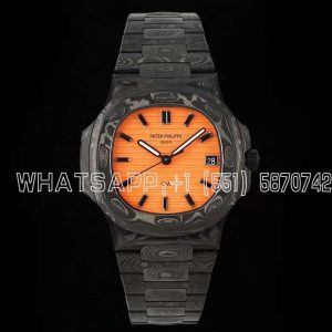 Patek Philippe Nautilus 5711 DIW Carbon DIWF Orange Textured Dial On Carbon Bracelet 324CS