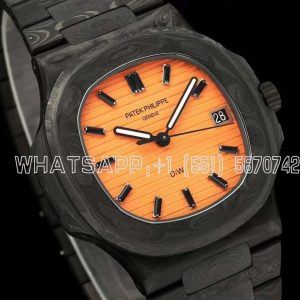 Patek Philippe Nautilus 5711 DIW Carbon DIWF Orange Textured Dial On Carbon Bracelet 324CS