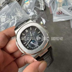 Patek Philippe Nautilus 5712 SS Blue Dial on Black Leather Strap A240 -PPF