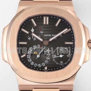 Patek Philippe Nautilus 5712R Grey Dial in Rose Gold on Leather Strap