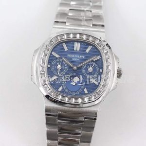 Patek Philippe Nautilus 5740 Blue Dial with Diamond Bezel in Steel
