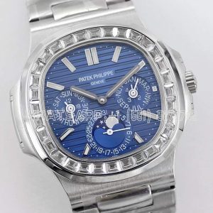 Patek Philippe Nautilus 5740 Blue Dial with Diamond Bezel in Steel