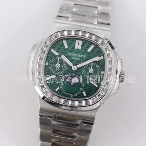 Patek Philippe Nautilus 5740 Green Dial with Diamond Bezel in Steel